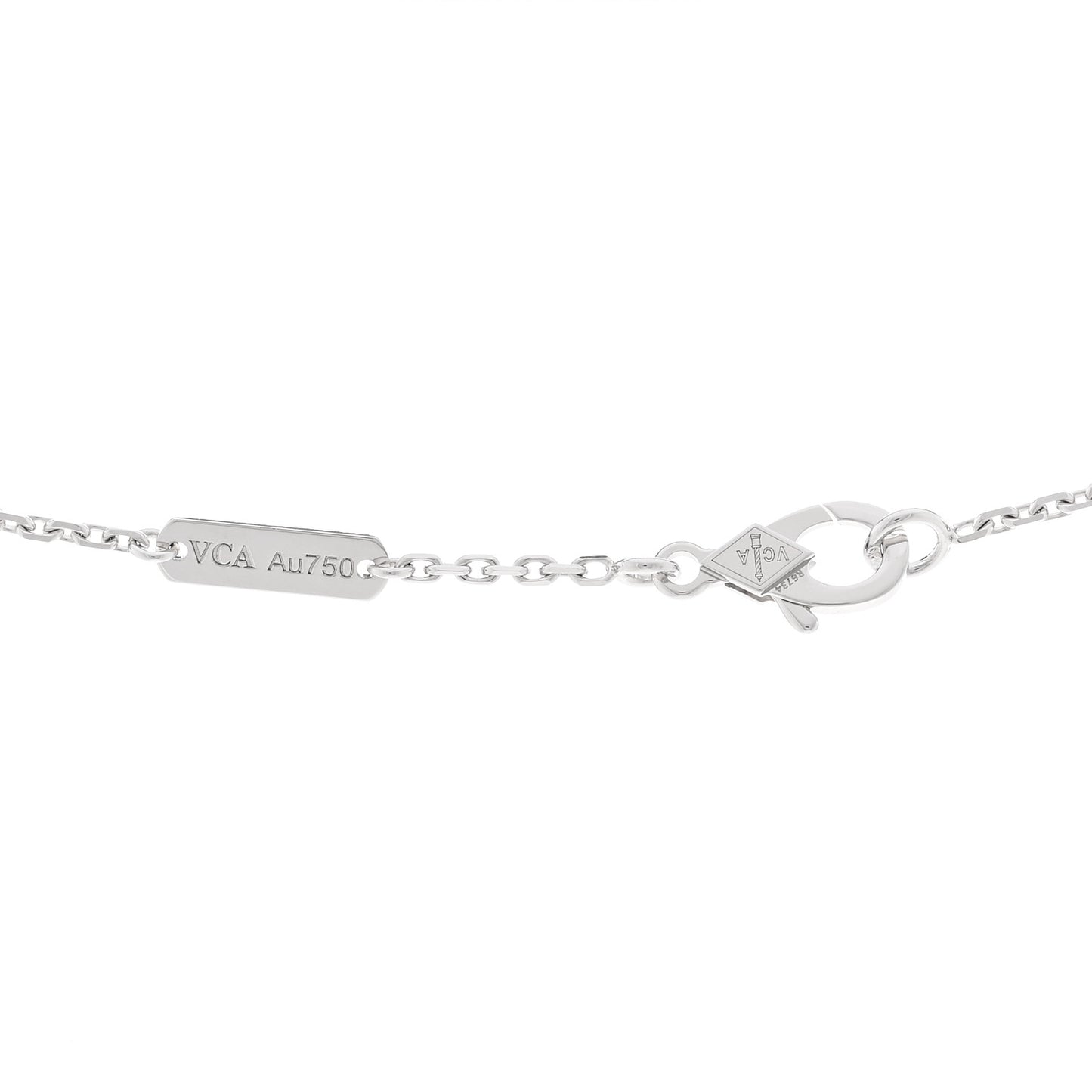 18K White Gold Chalcedony Vintage Alhambra Pendant Necklace