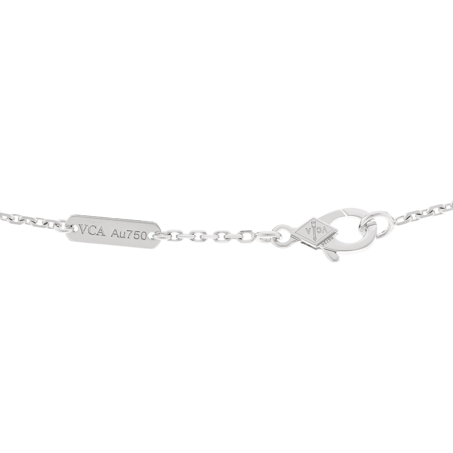 Van Cleef & Arpels 18K White Gold Chalcedony Vintage Alhambra Pendant Necklace 4 of 5