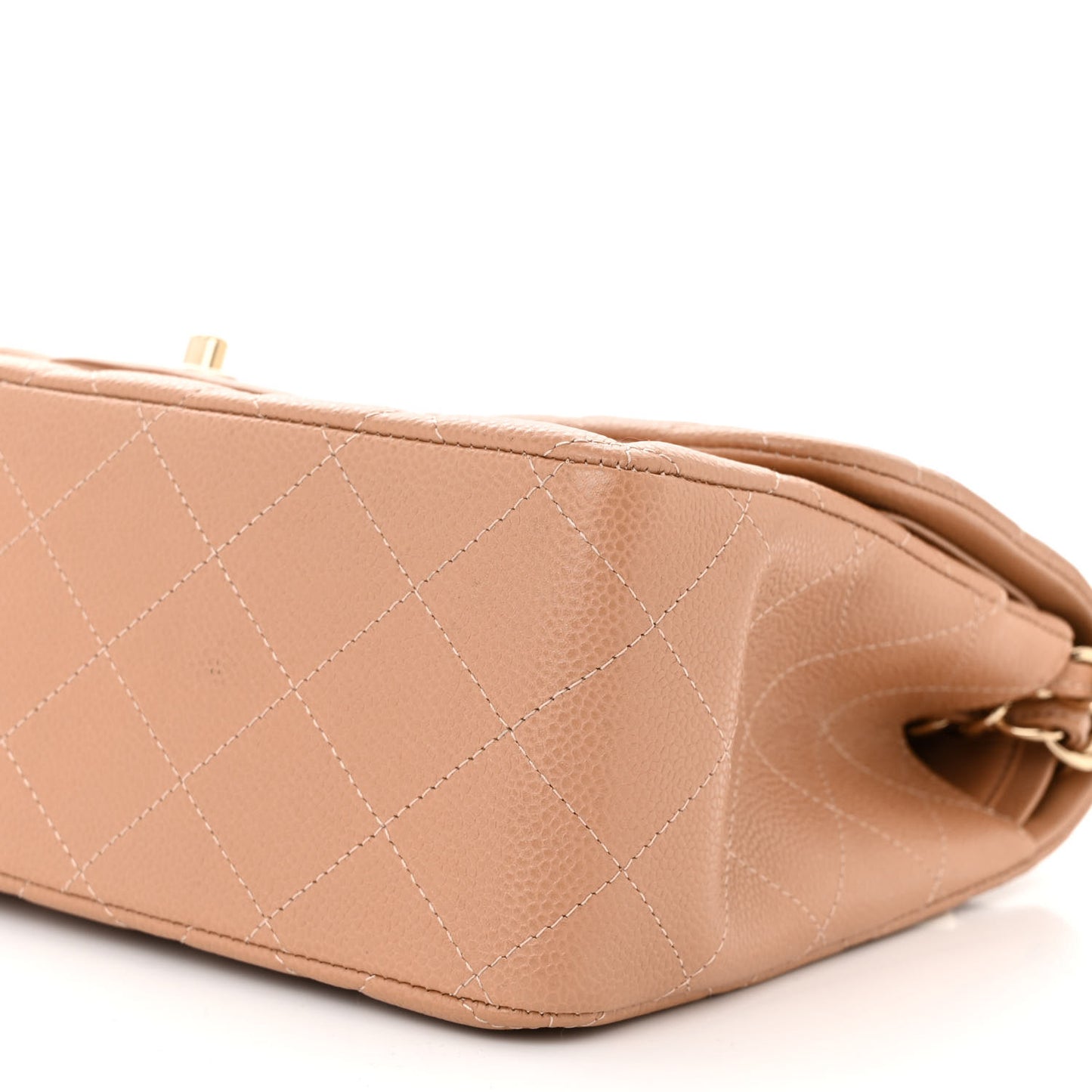 Caviar Quilted Jumbo Double Flap Beige