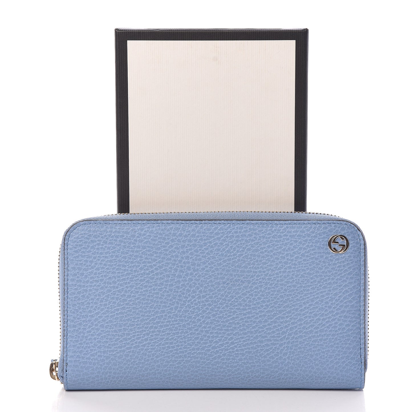 Dollar Calfskin GG Zip Around Wallet Mineral Blue