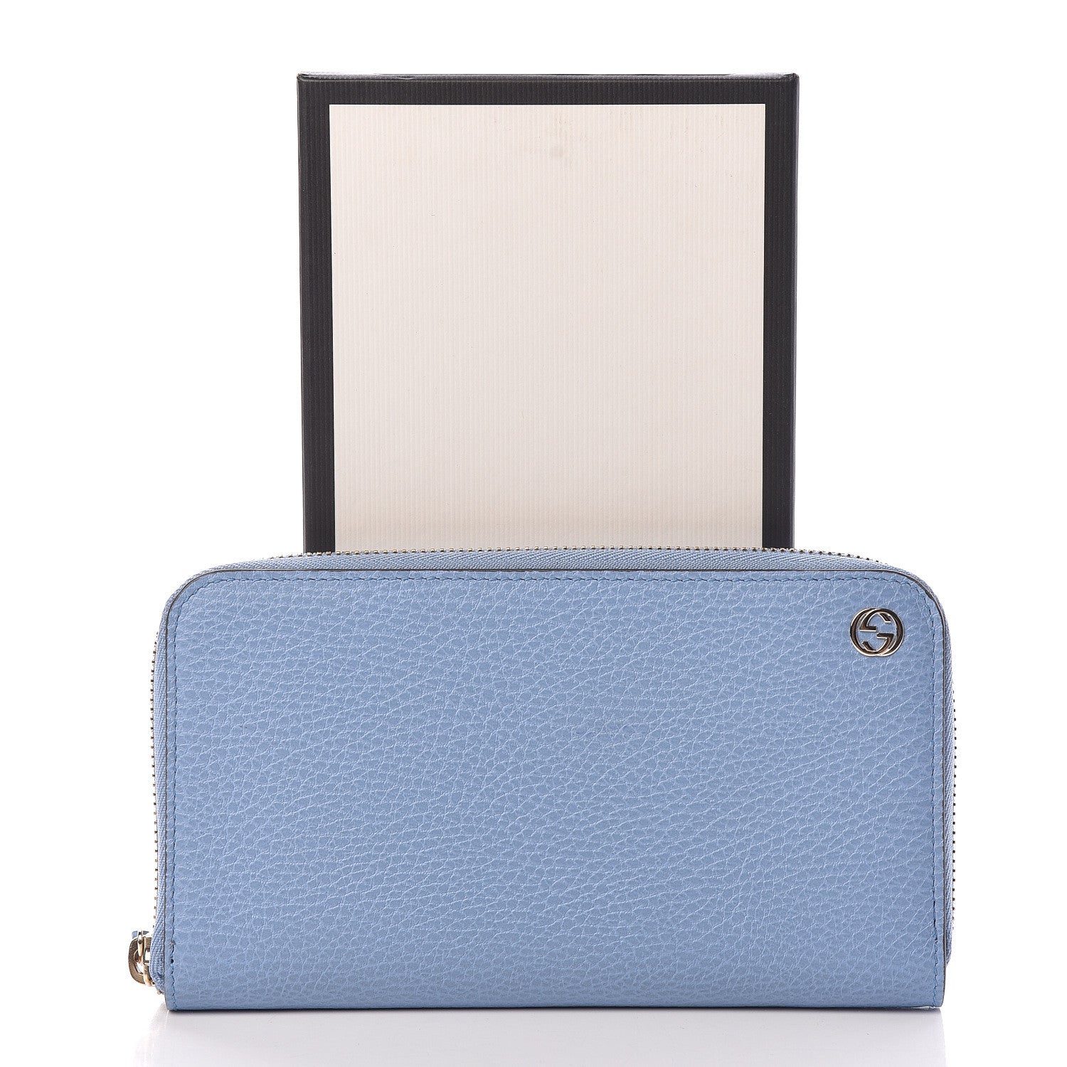 Gucci Dollar Calfskin GG Zip Around Wallet Mineral Blue 9 of 9