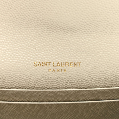 Saint Laurent Grain De Poudre Matelasse Chevron Small Monogram Envelope Wallet Crema Soft 6 of 10