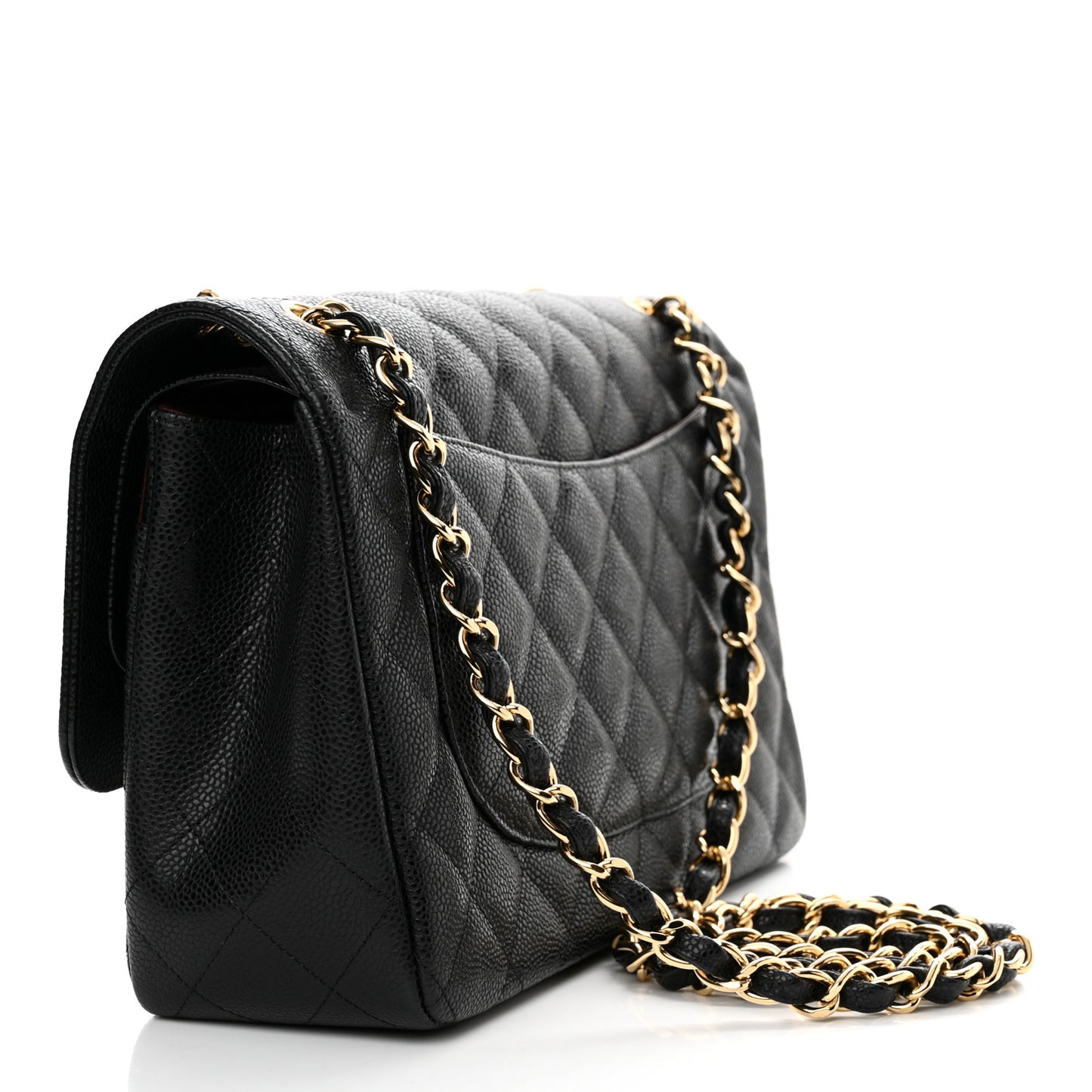 Caviar Quilted Jumbo Double Flap Black
