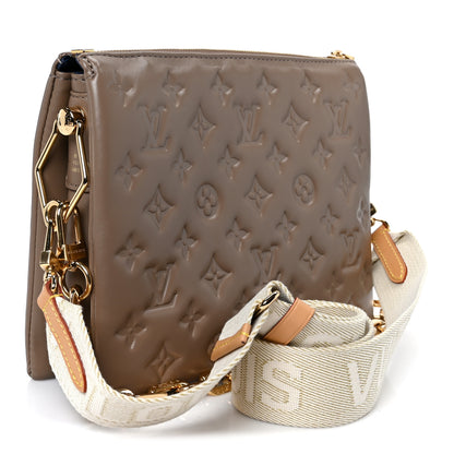 Louis Vuitton Lambskin Embossed Monogram Coussin PM Taupe 2 of 11