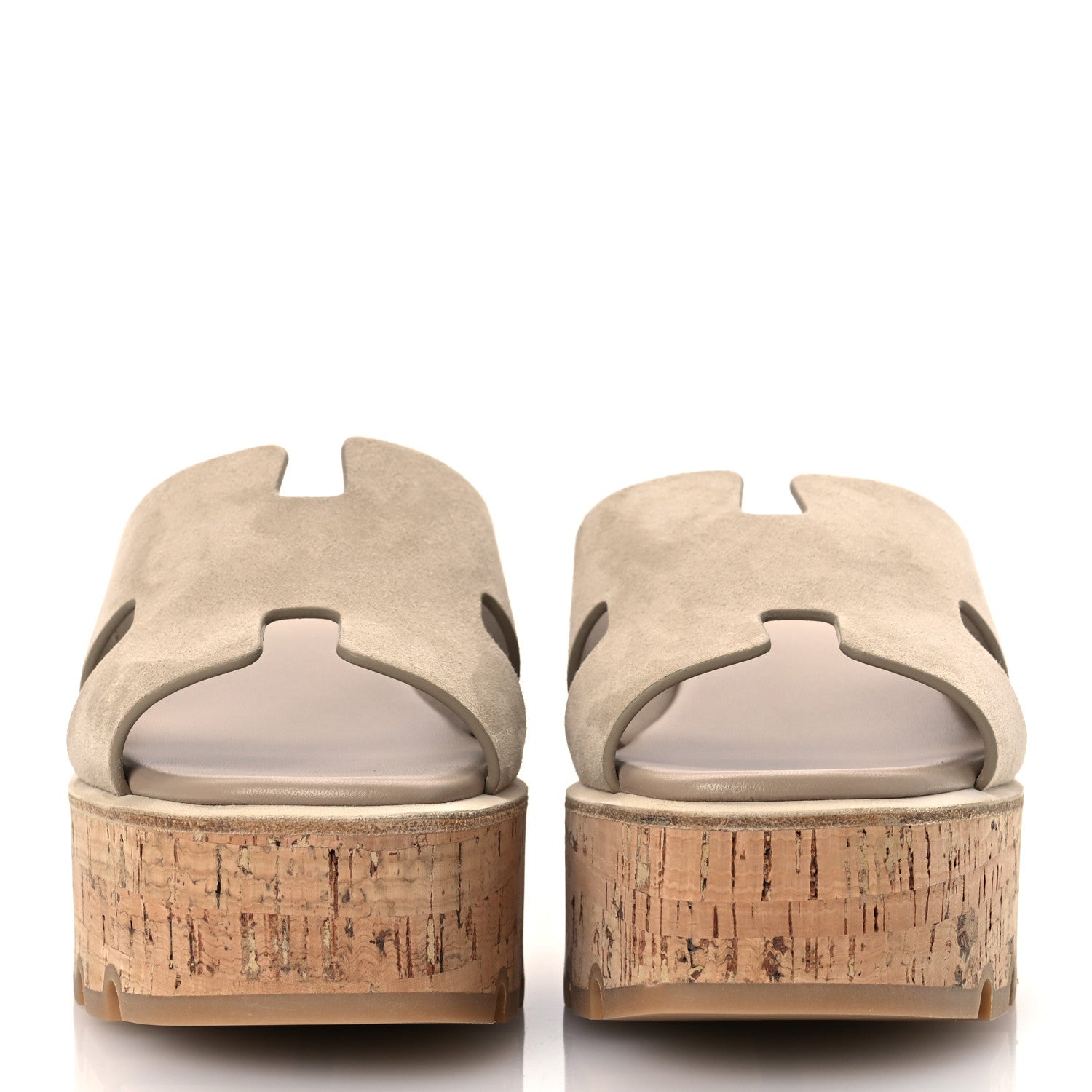 Hermes Suede Goatskin Cork Eze 30 Sandals 38 Beige Argile 3 of 11