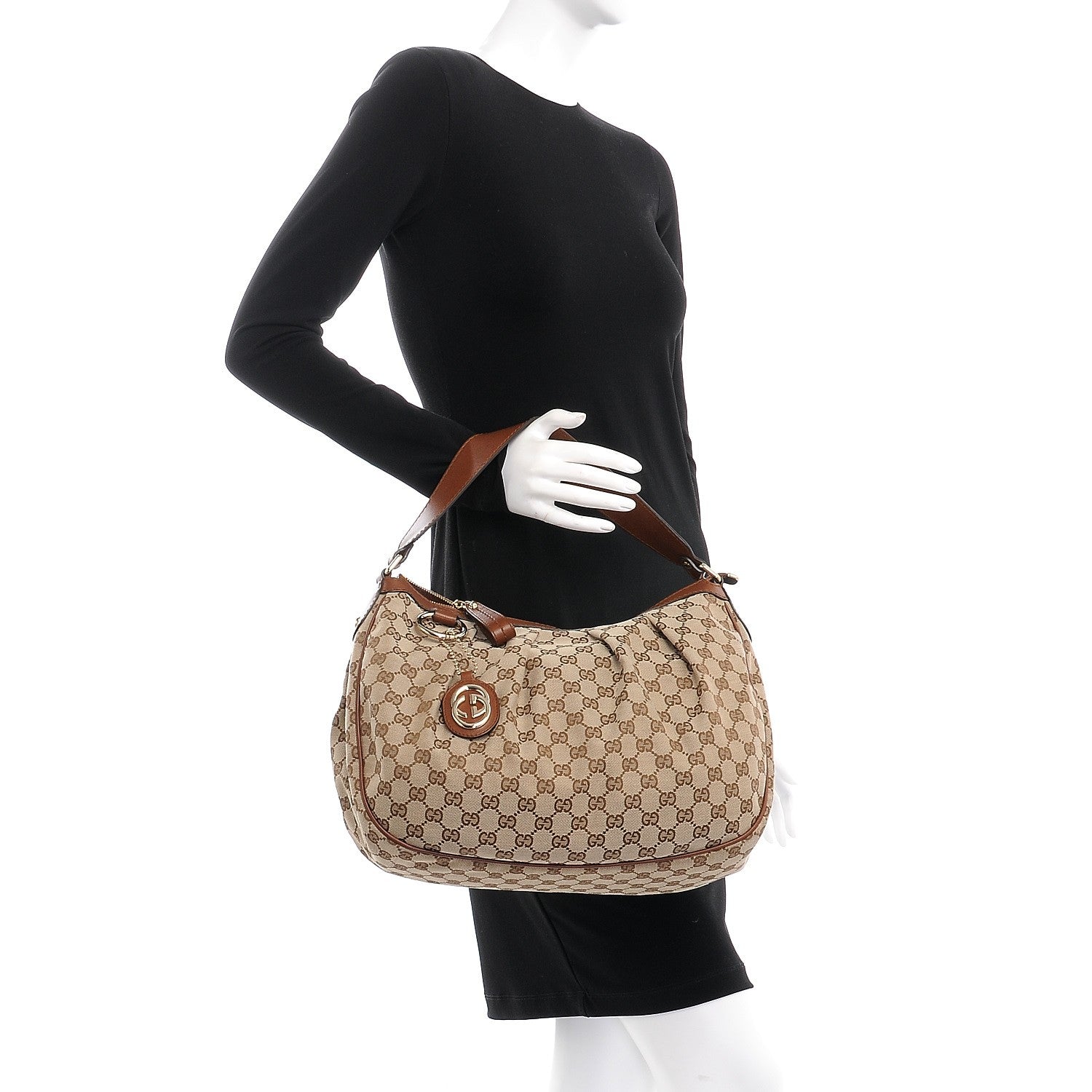 Gucci Monogram Medium Sukey Hobo Brown 2 of 7