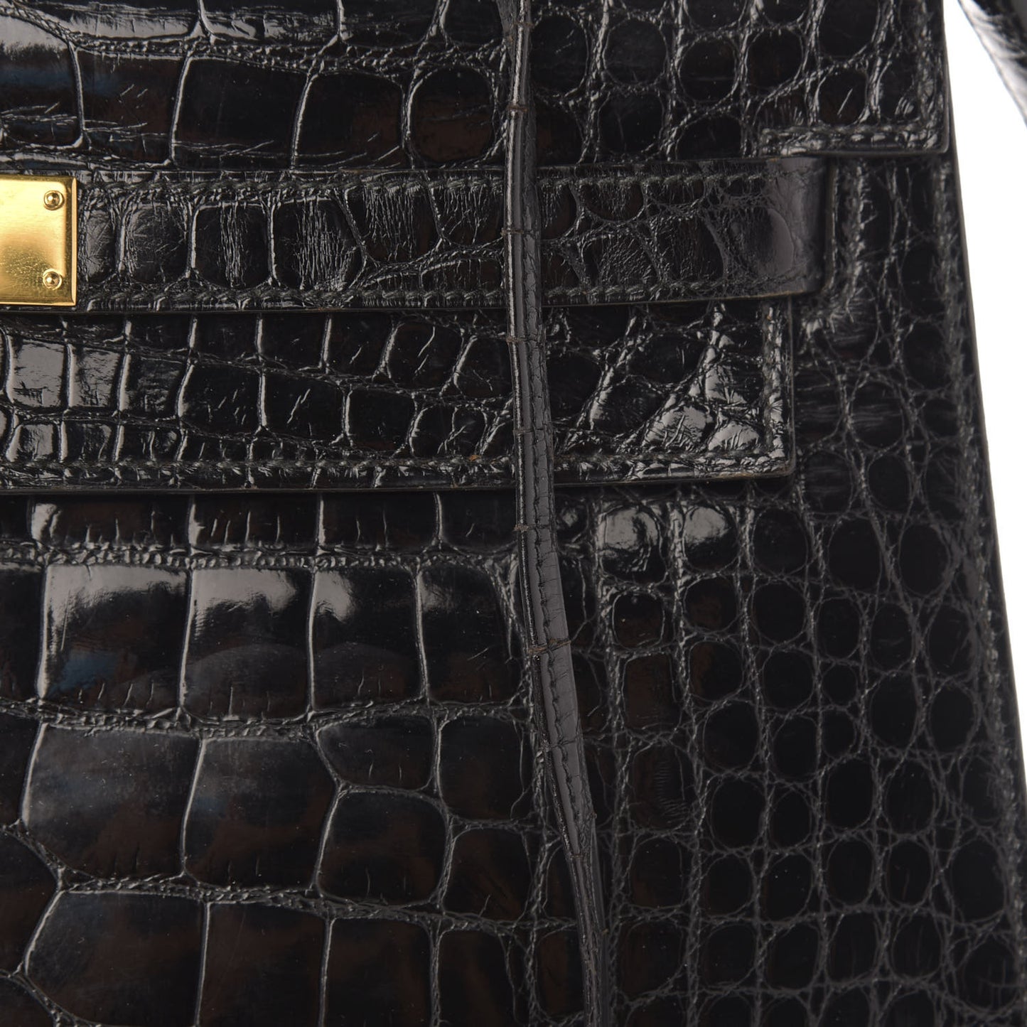 Shiny Crocodile Kelly Sellier 32 Black