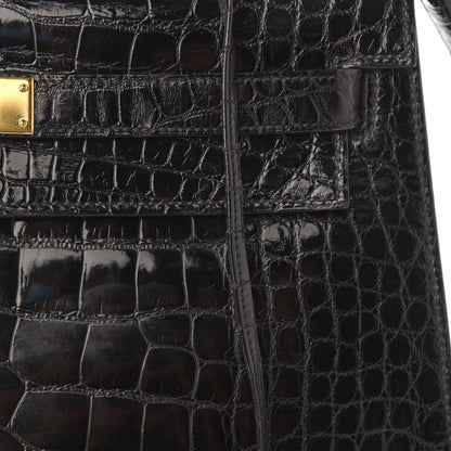 Hermes Shiny Crocodile Kelly Sellier 32 Black 17 of 22