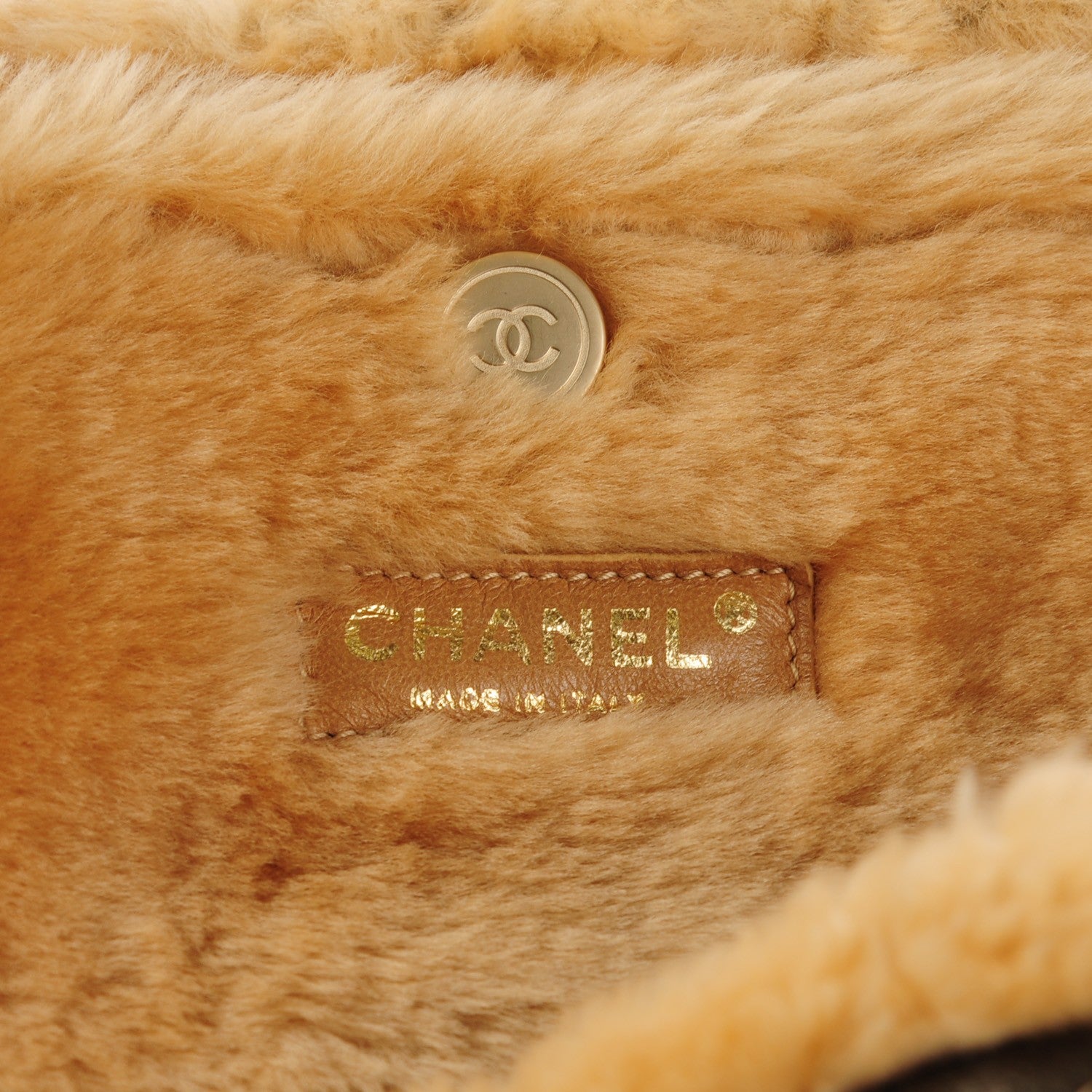 Chanel Shearling Suede Quilted Fur Flap Metallic Bronze 6 of 8