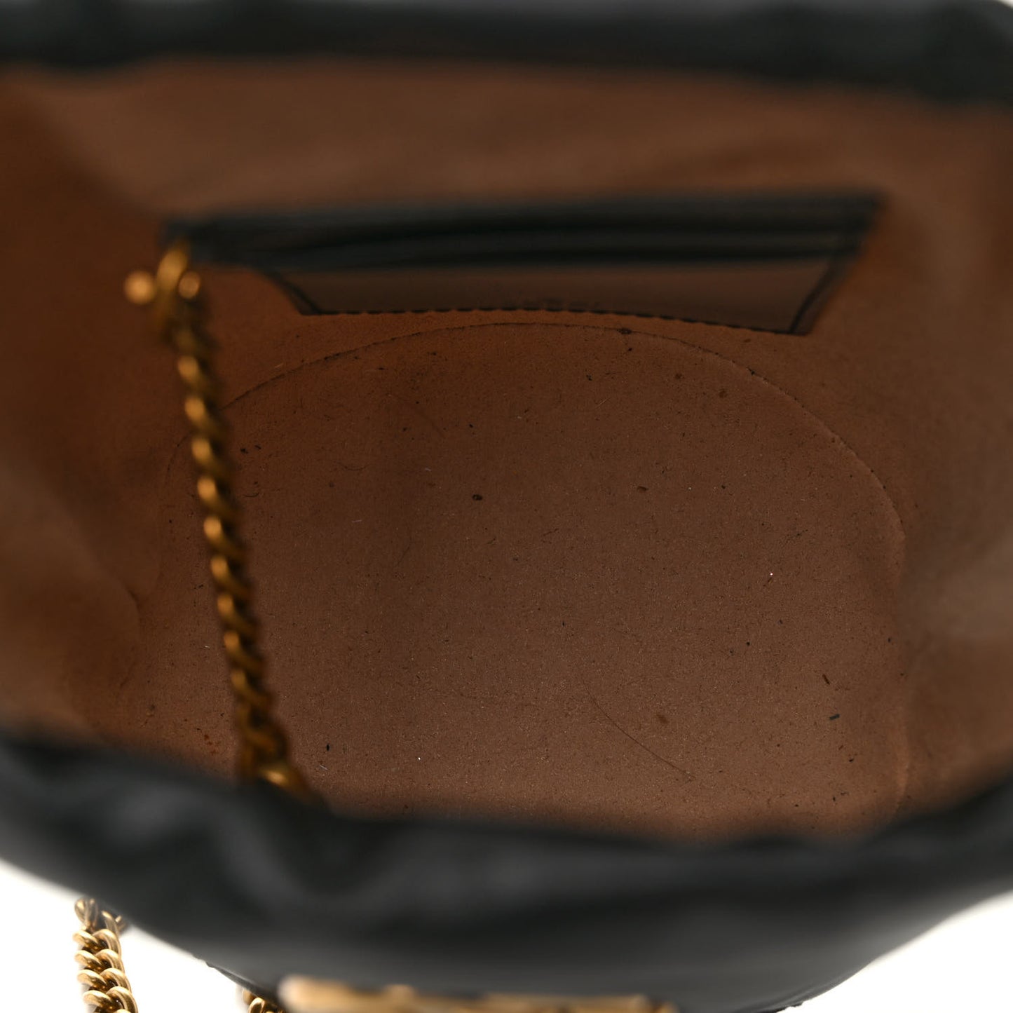 Calfskin Matelasse Mini GG Marmont 2.0 Bucket Bag Black