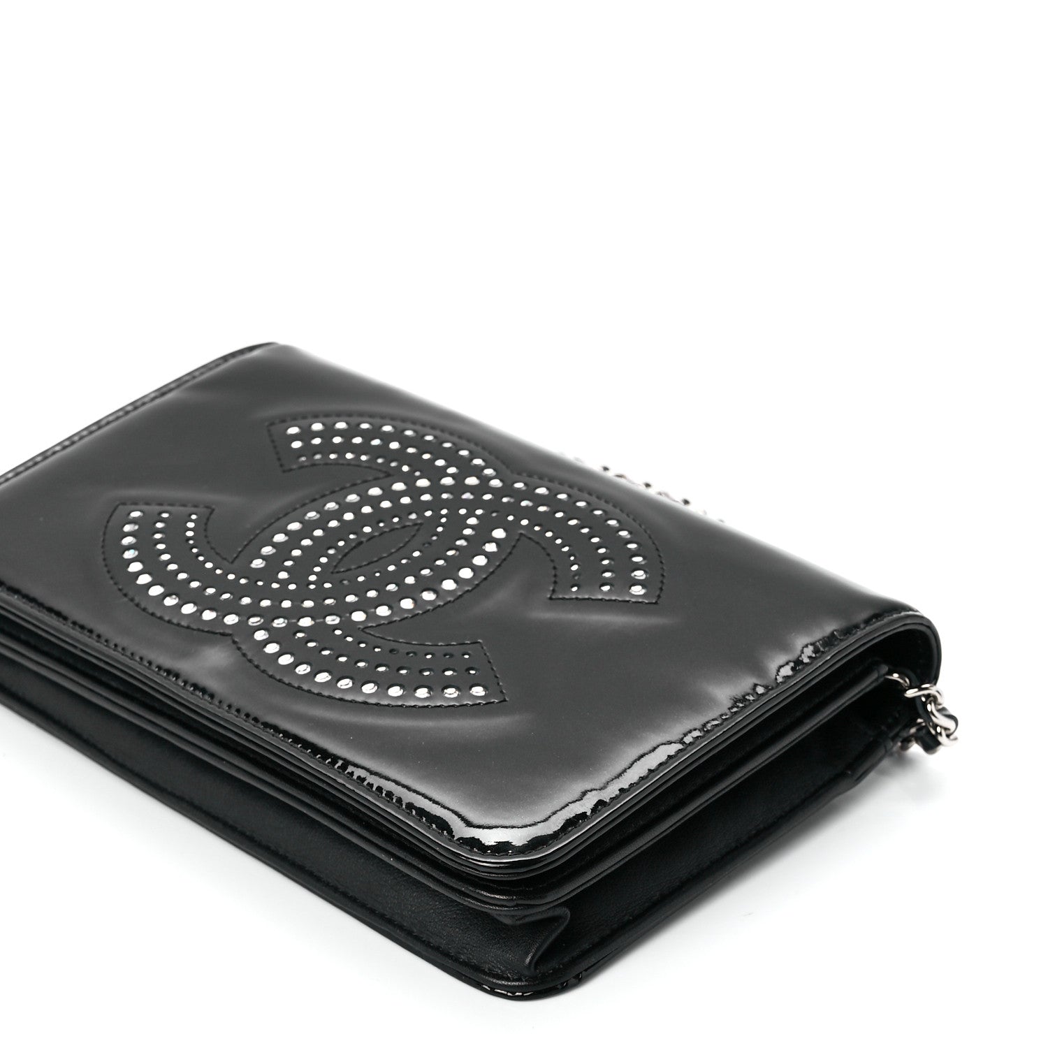 Chanel Patent Strass Wallet On Chain WOC Black 12 of 12