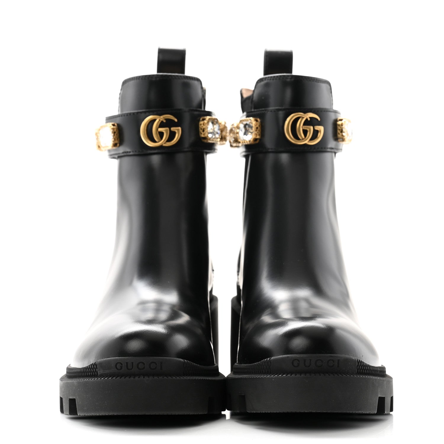 Gucci Calfskin Crystal GG Trip Chelsea Ankle Boots 36 Black 2 of 9