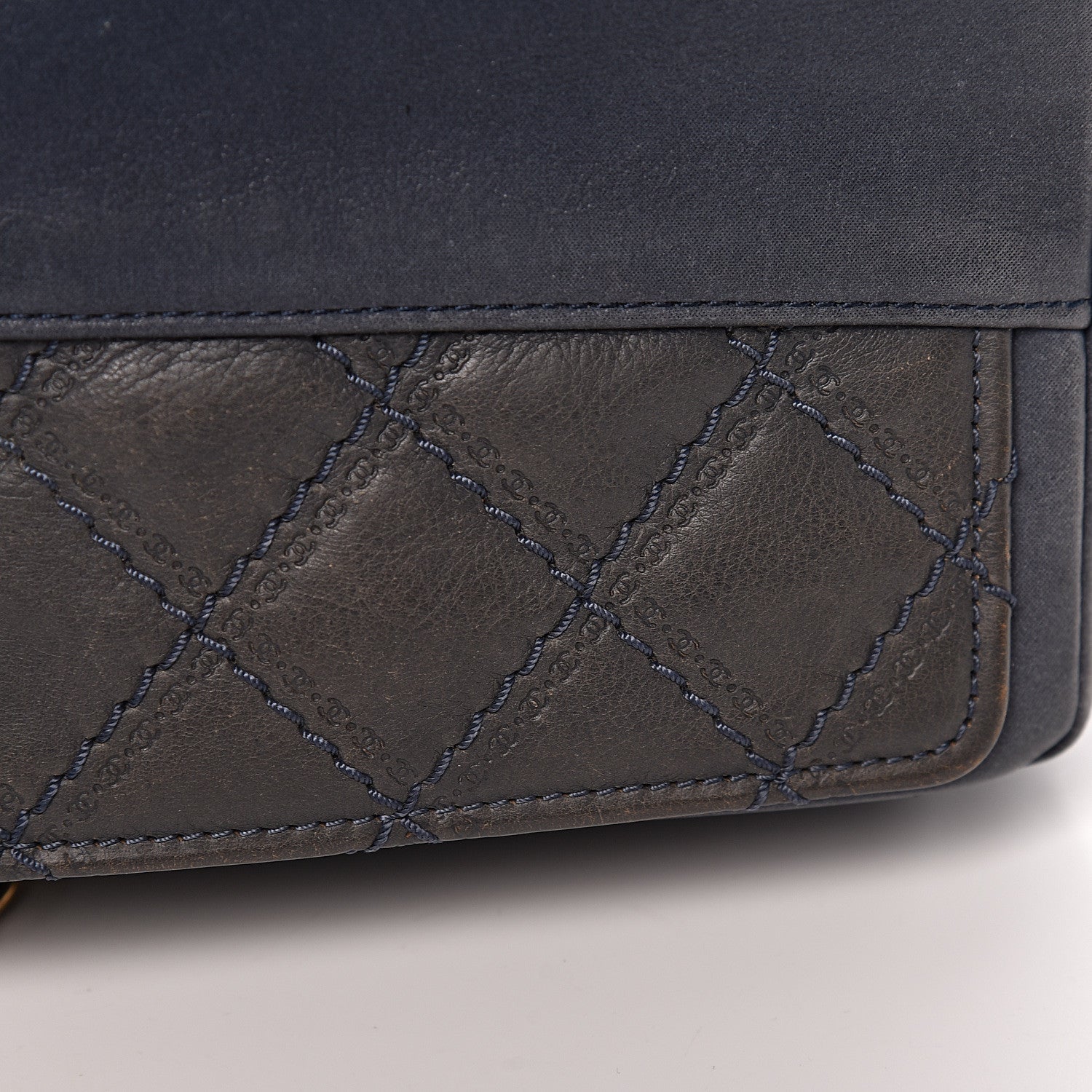 Chanel Calfskin Stitched Two Tone Flap Blue 14 of 23