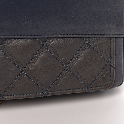 Chanel Calfskin Stitched Two Tone Flap Blue 14 of 23