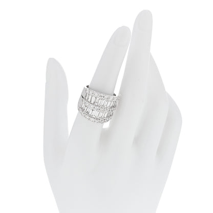 Parker & West by FASHIONPHILE 18K White Gold Diamond 4.12ctw Round Baguette Cut Five Row Band Ring 53 6.5 2 of 7