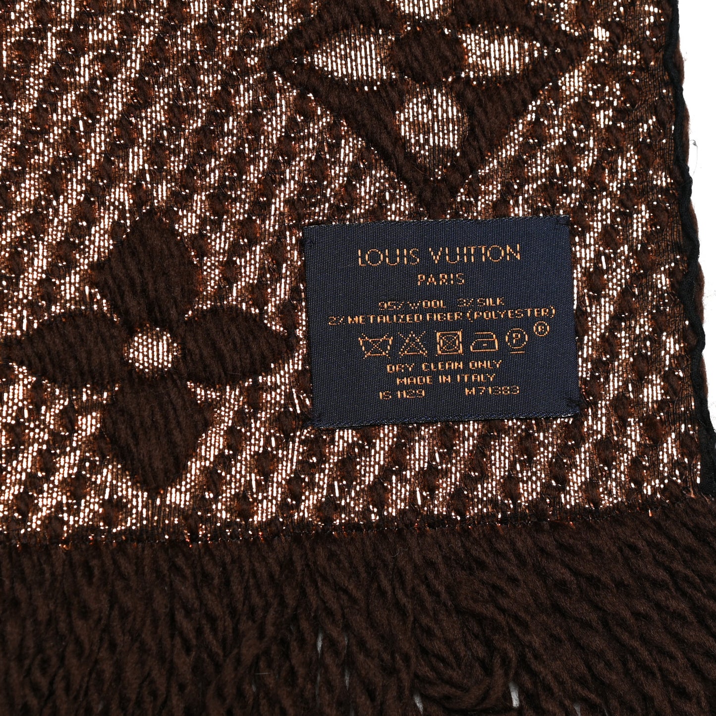 Wool Silk Logomania Shine Scarf Marron