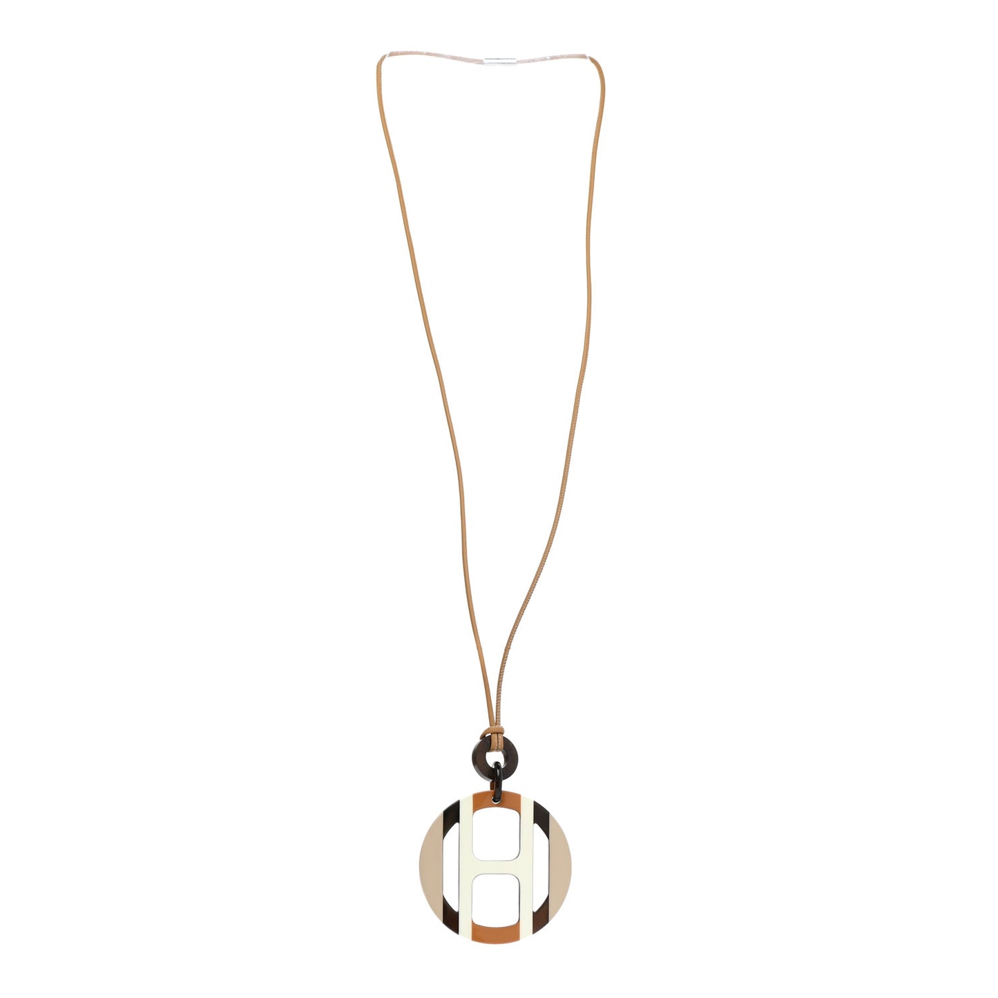 Buffalo Horn Lacquer H Equipe Pendant Necklace Sable