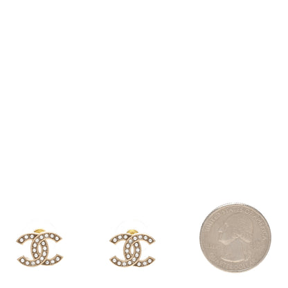 Chanel Crystal Pearl CC Earrings Gold 2 of 5