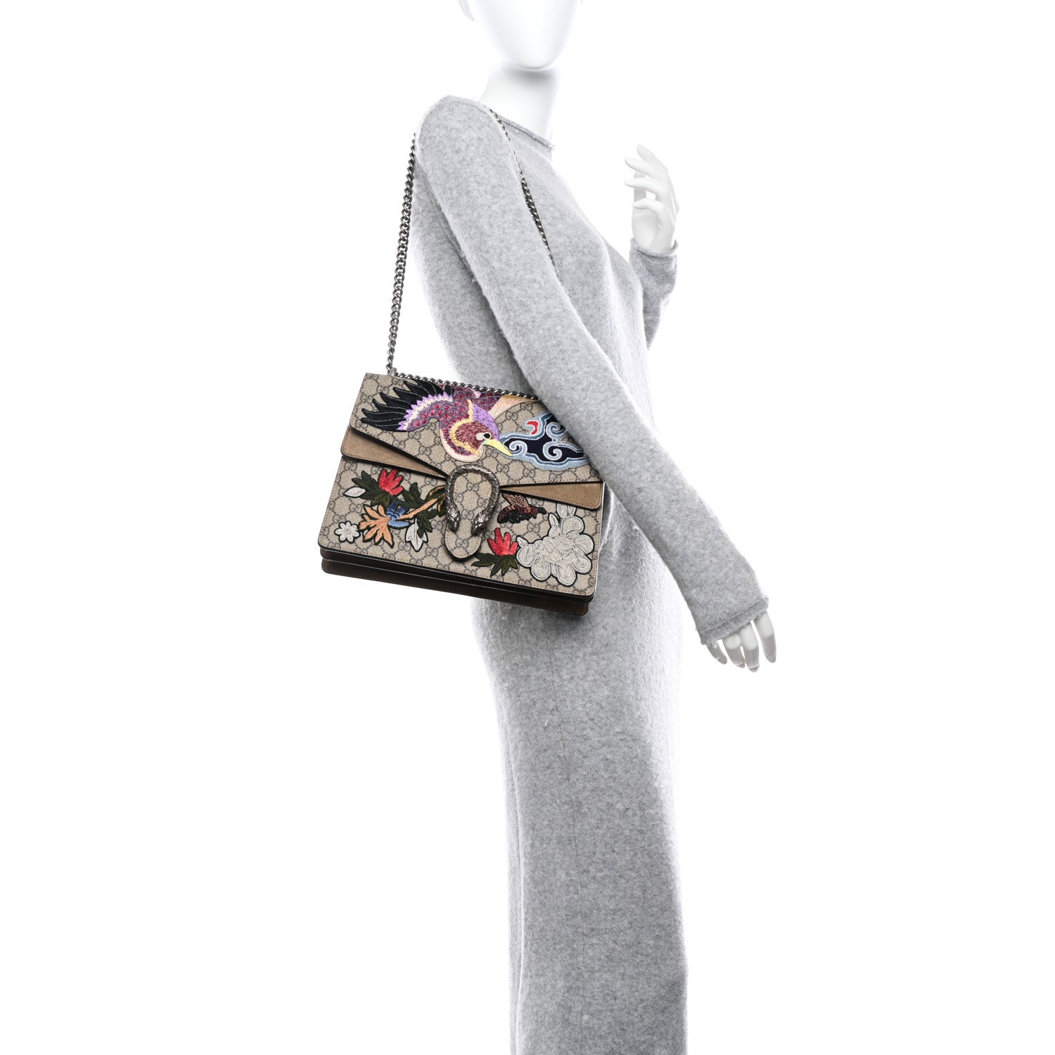 Gucci GG Supreme Monogram Embroidered Medium Dionysus Shoulder Bag Taupe 2 of 12