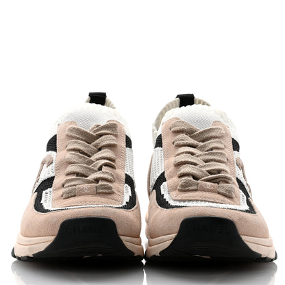 Chanel Mesh Suede Fabric Womens CC Sneakers Light 40 Pink White Black 2 of 11
