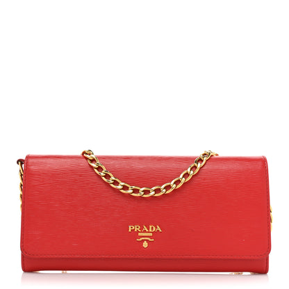 Prada Vitello Move Metal Oro Chain Wallet Lacca 1 of 27