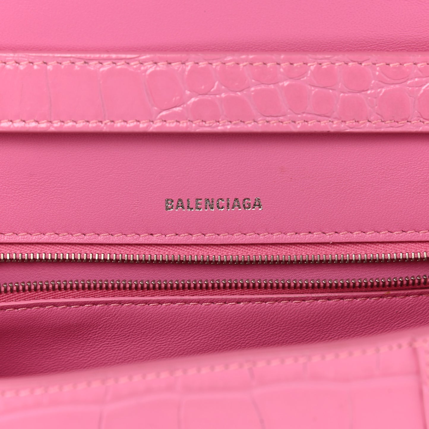 Shiny Calfskin Crocodile Embossed Small Hourglass Sling Shoulder Bag Baby Pink