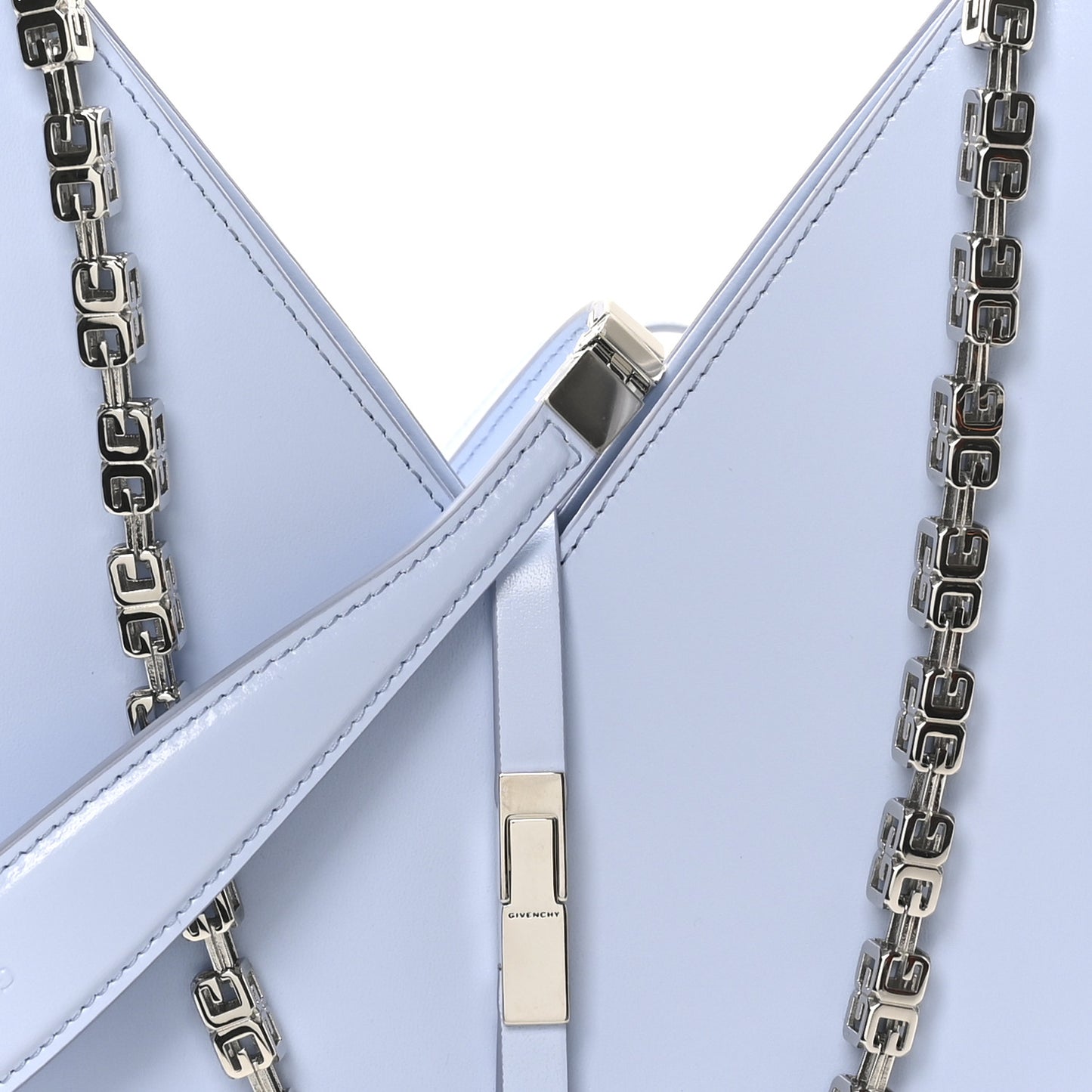 Box Calfskin Mini Cut Out Shoulder Bag Baby Blue