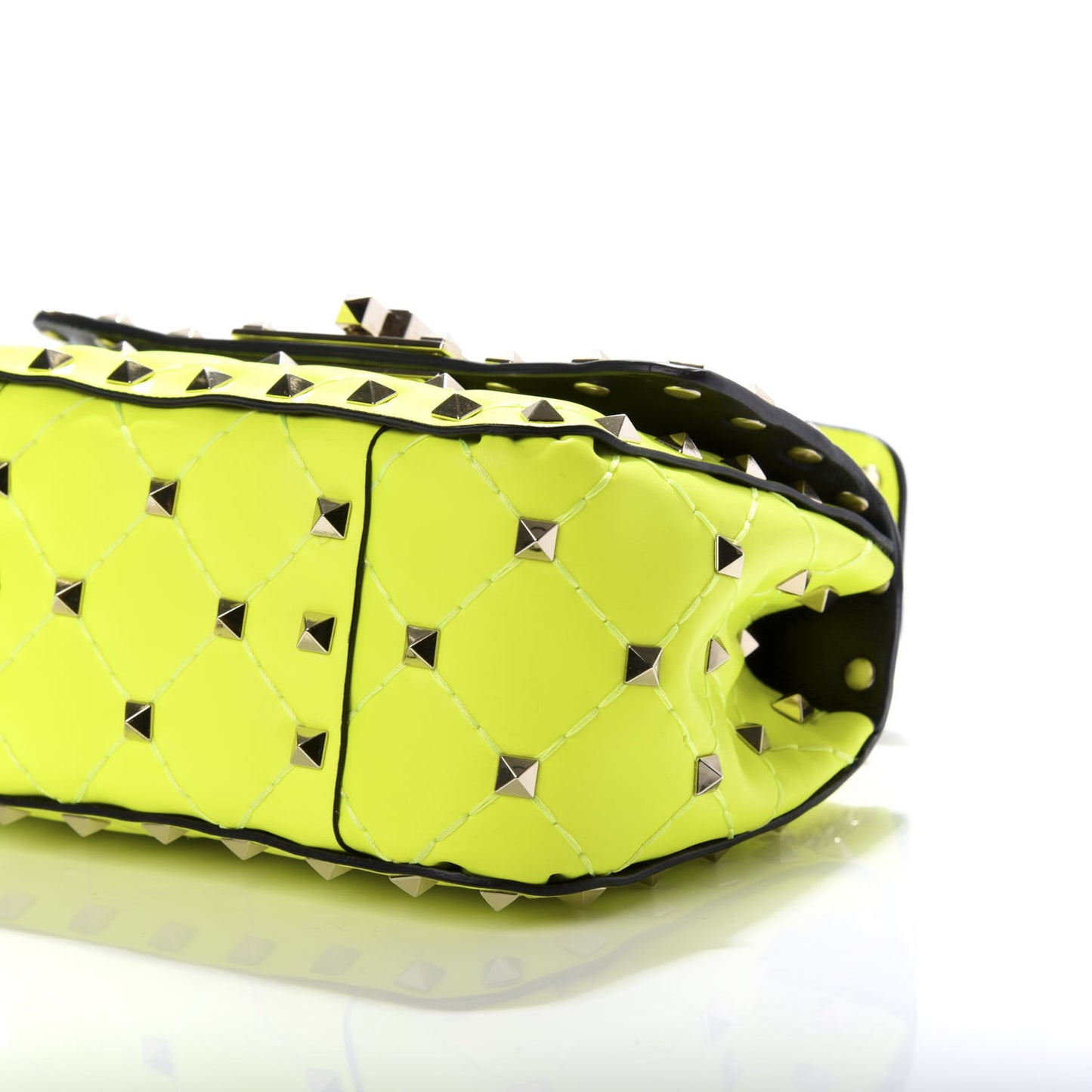 Calfskin Micro Rockstud Spike Shoulder Bag Lime