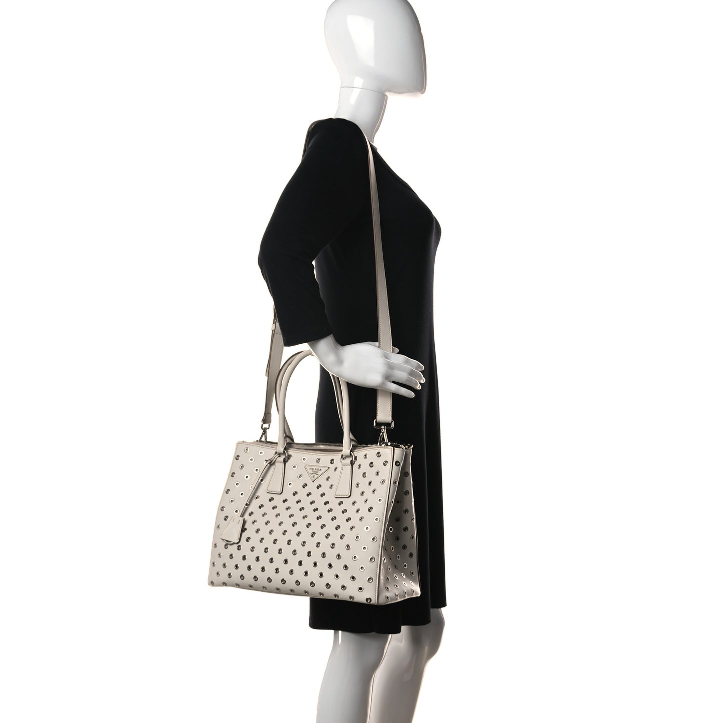 City Calf Grommet Large Double Zip Tote Talco