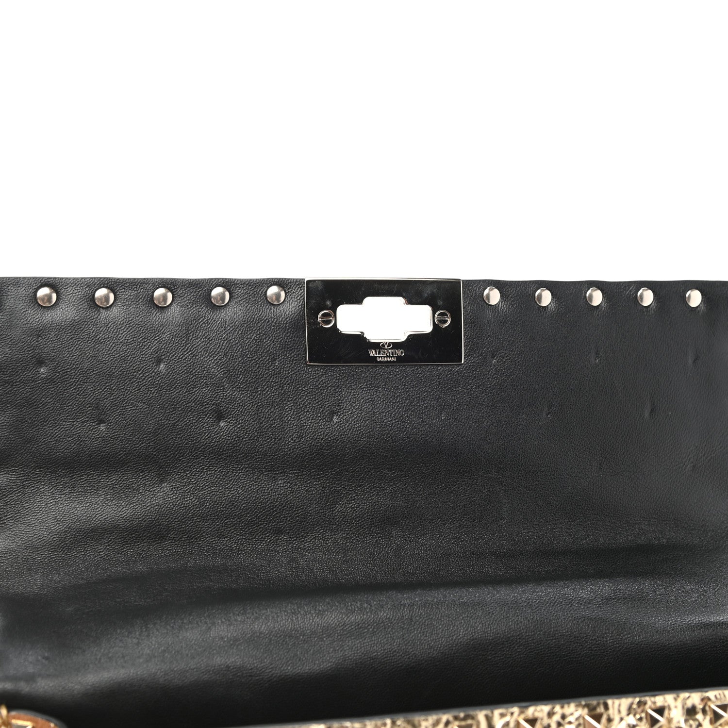 Valentino Garavani Metallic Wrinkled Lambskin Medium Rockstud Spike Shoulder Bag Mekong 6 of 6