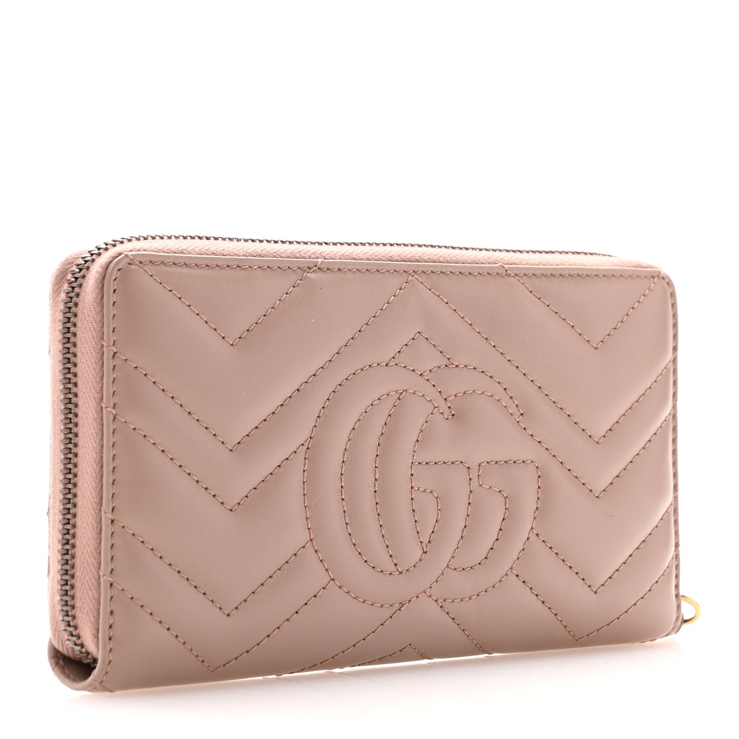 Calfskin Matelasse GG Marmont Zip Around Wallet Porcelain Rose
