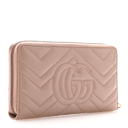 Gucci Calfskin Matelasse GG Marmont Zip Around Wallet Porcelain Rose 3 of 6