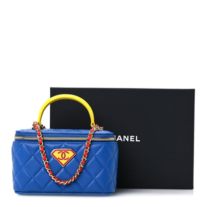 Chanel Lambskin Quilted Top Handle Vanity  Blue Red Yellow 11 of 11