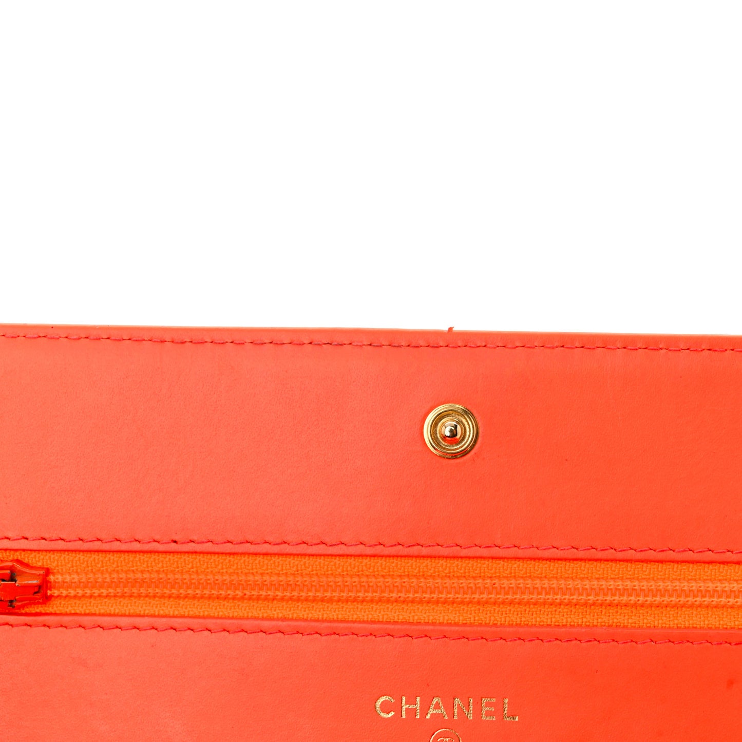Patent Calfskin Quilted Boy Wallet On Chain WOC Orange