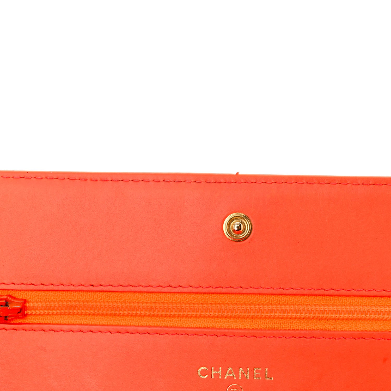 Chanel Patent Calfskin Quilted Boy Wallet On Chain WOC Orange 12 of 18