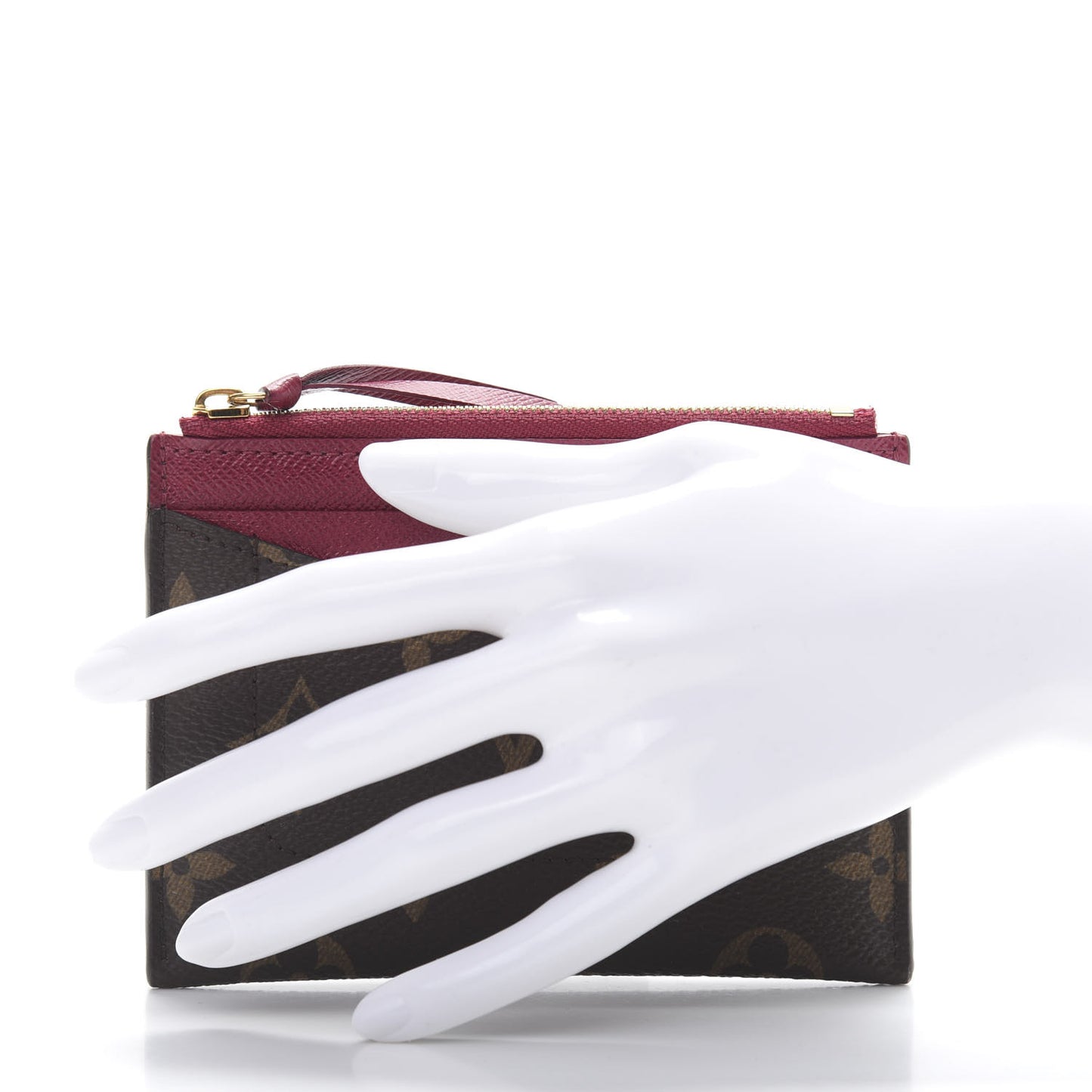 Monogram Zipped Card Holder Fuchsia