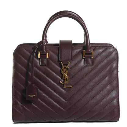 Saint Laurent Calfskin Matelassé Monogram Small Cabas Bordeaux 1 of 9