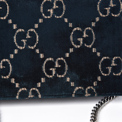 Gucci Velvet GG Monogram Super Mini Dionysus Shoulder Bag Blue Beige Black 8 of 8