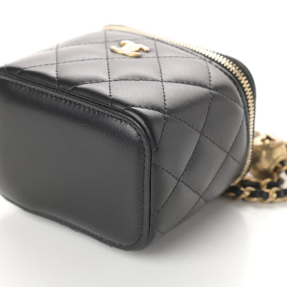 Chanel Lambskin Quilted Mini Pearl Crush Vanity Case With Chain Black 10 of 10