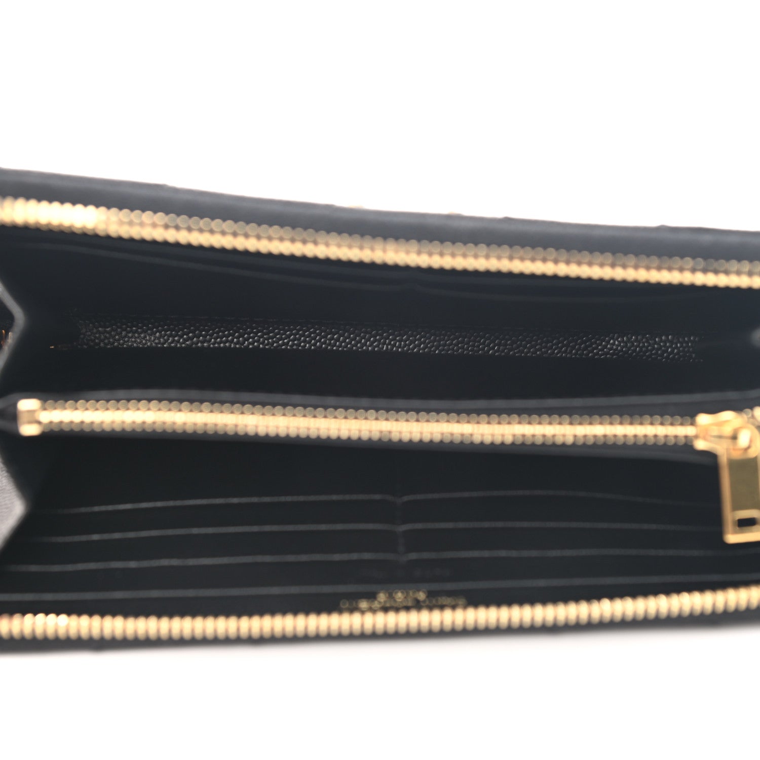 Saint Laurent Grain De Poudre Matelasse Chevron Monogram Zip Around Wallet Black 7 of 7