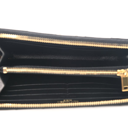 Saint Laurent Grain De Poudre Matelasse Chevron Monogram Zip Around Wallet Black 7 of 7