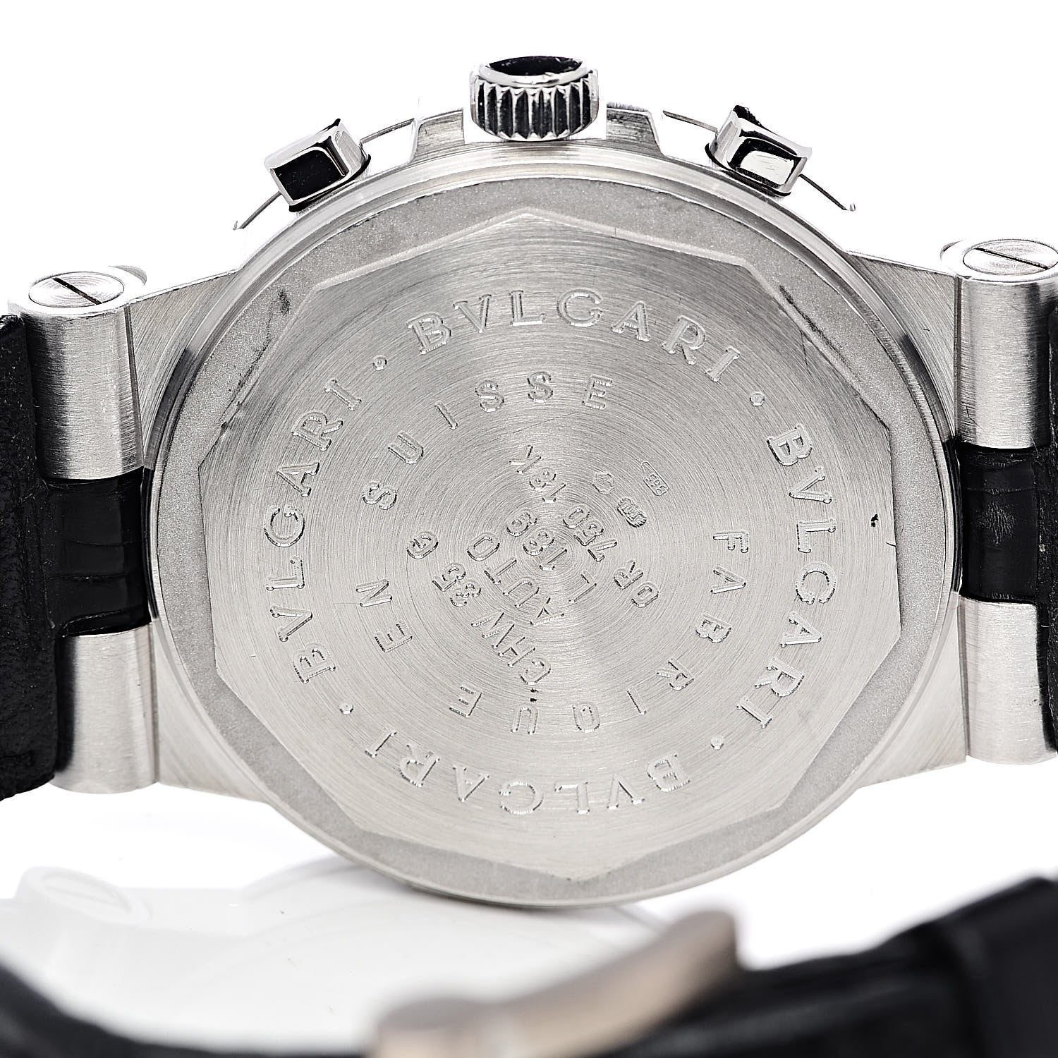 Bulgari 18K White Gold Alligator Diamond Bezel Mother of Pearl 35mm Diagono Chronograph Automatic Watch 5 of 6