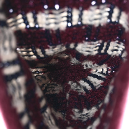 Chanel Cashmere Silk Glitter Logo Beanie Hat Burgundy Navy White 4 of 6