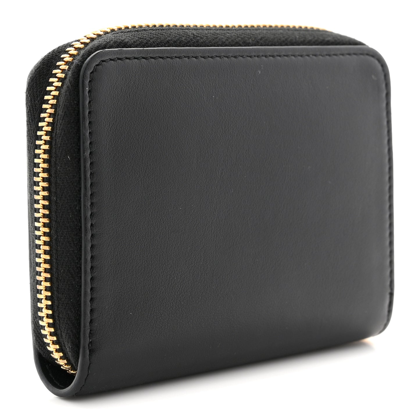 Calfskin Triomphe Zipped Compact Wallet Black