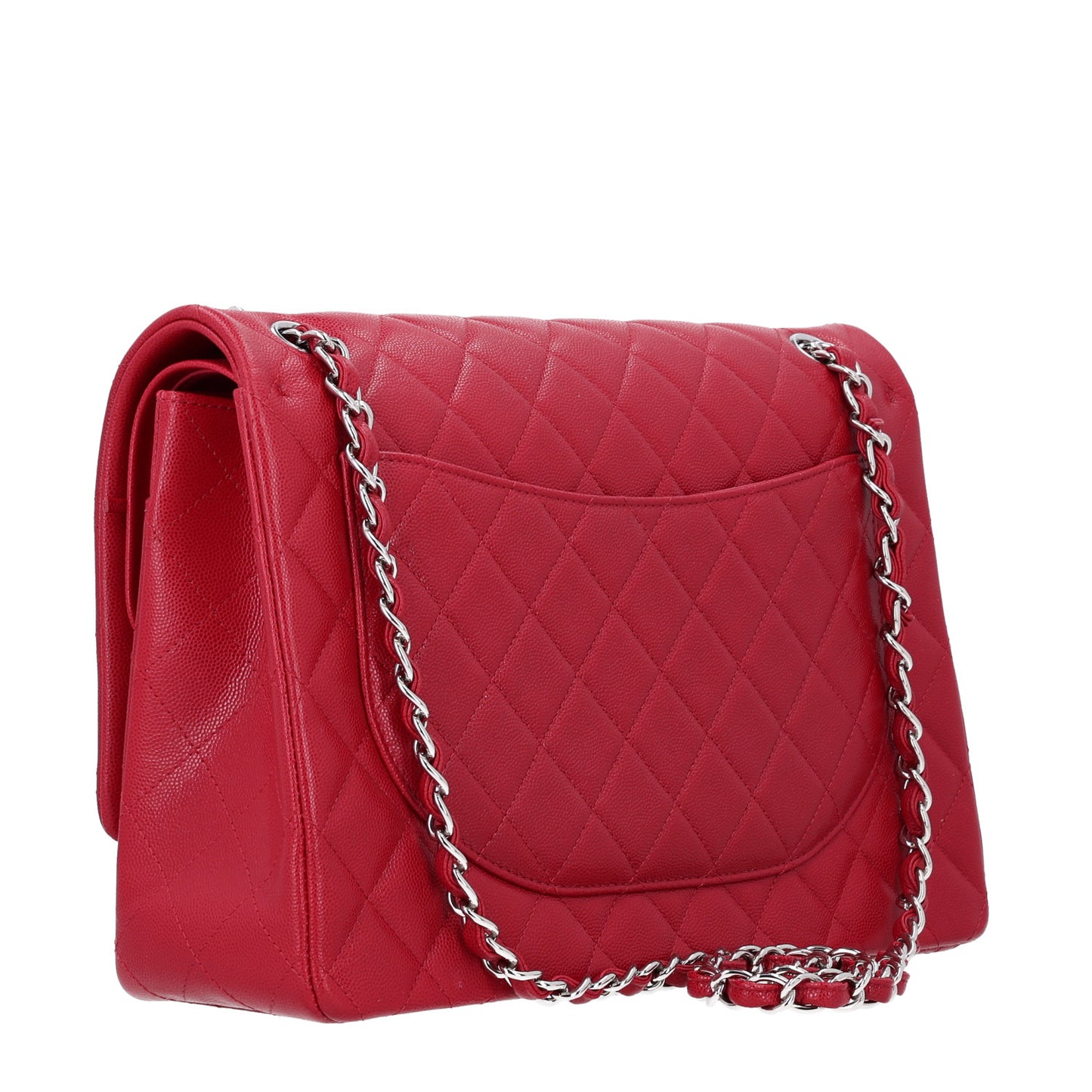 Caviar Quilted Maxi Double Flap Dark Red