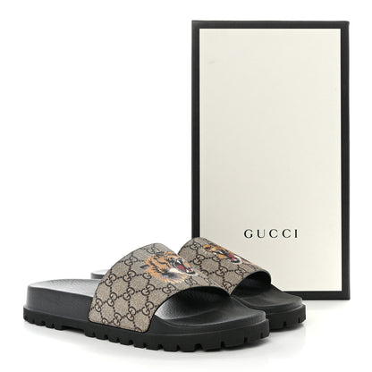 Gucci GG Supreme Monogram Tiger Mens Lug Sole Slide Sandals 12 Ebony 9 of 9