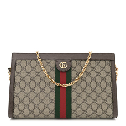 Gucci GG Supreme Monogram Web Medium Ophidia Chain Shoulder Bag Brown 1 of 13