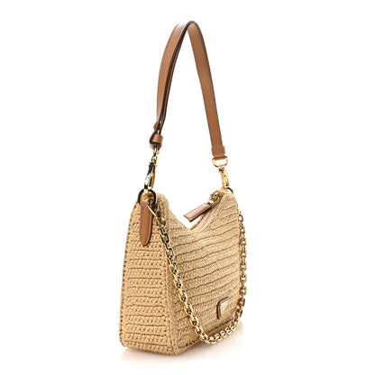 Prada Yarn Raffia Effect Crochet Mini Re-Edition 2000 Shoulder Bag Naturale 3 of 10