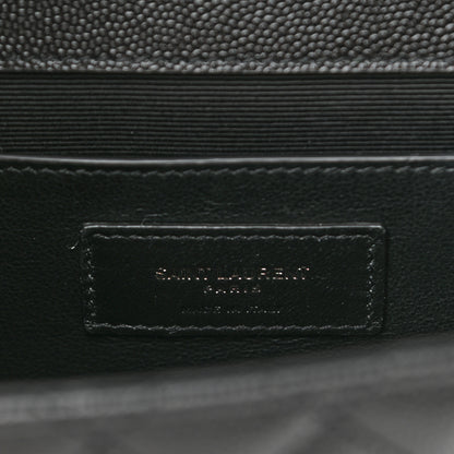 Saint Laurent Grain De Poudre Textured Mixed Matelasse Triquilt Medium Monogram Satchel Black 6 of 11