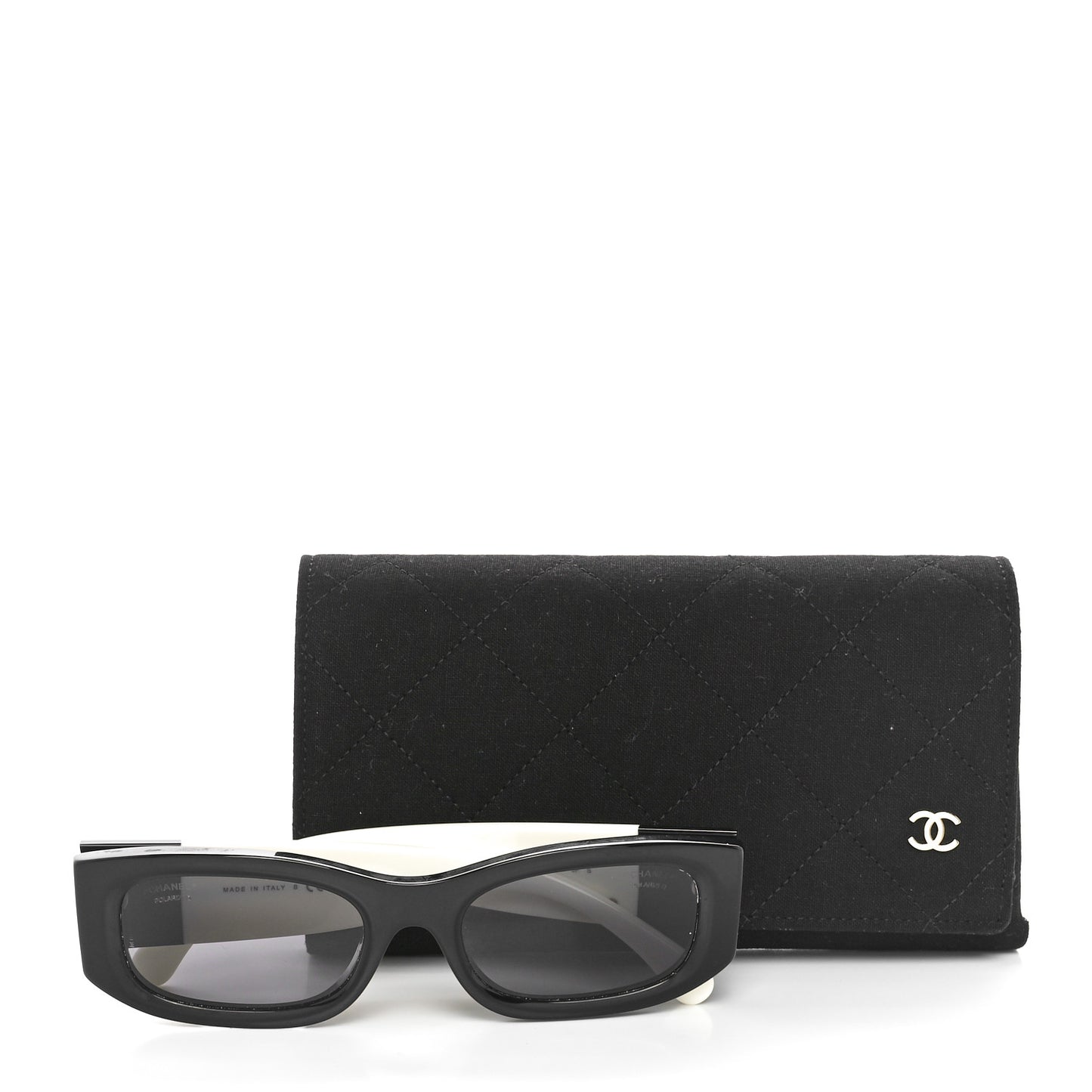 Acetate Rectangle Sunglasses 5525 Black White